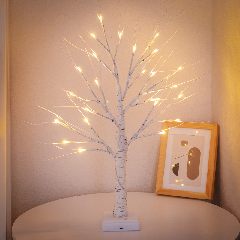 Luz de árbol de abedul de 48 LED de 2 pies con temporizador