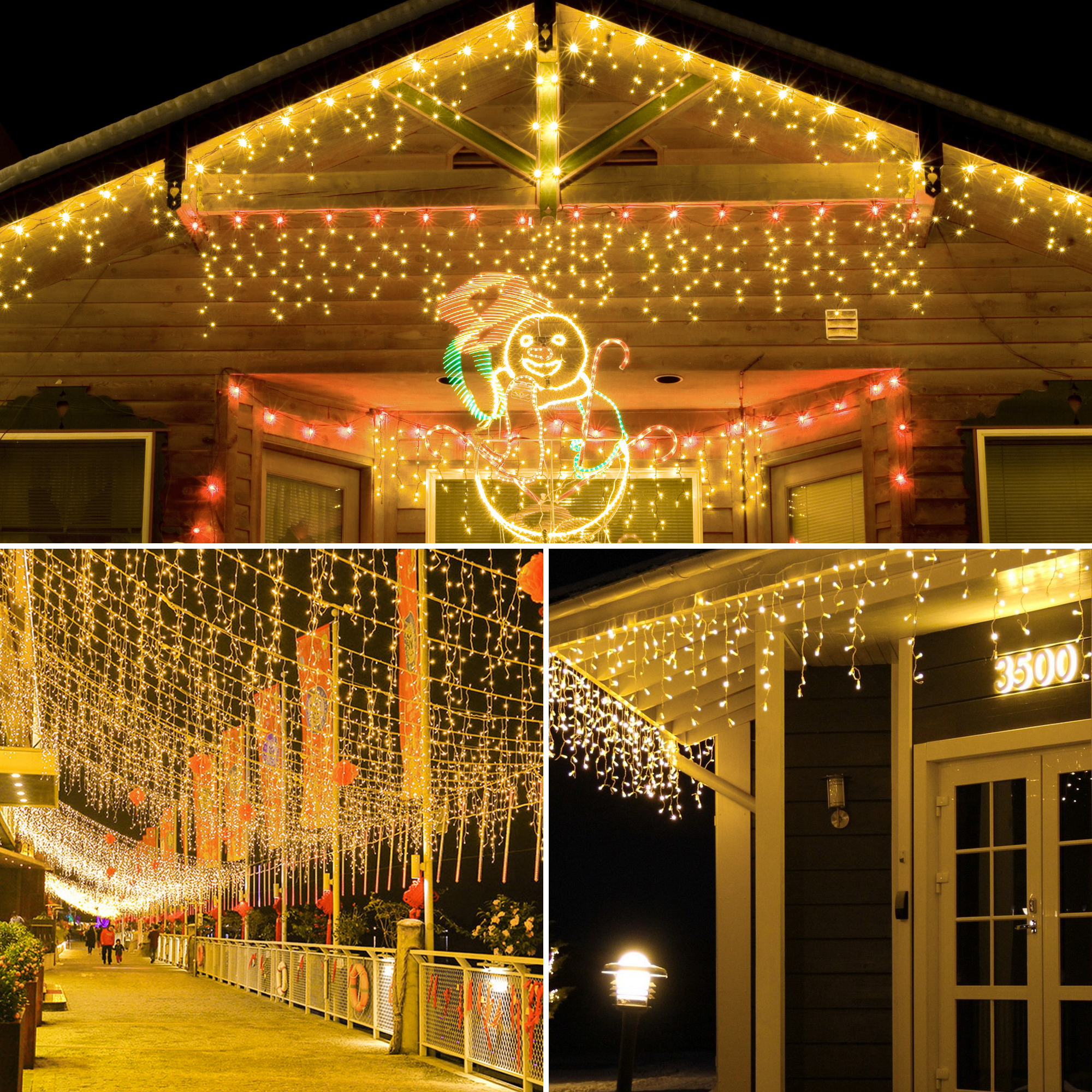 Decoración De Aleros De Casa Luces De Carámbano Navideño