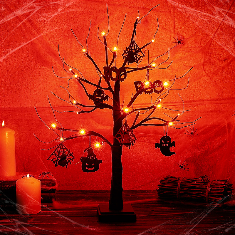 Luz de árbol de mesa de Halloween de 24 LED de 2 pies