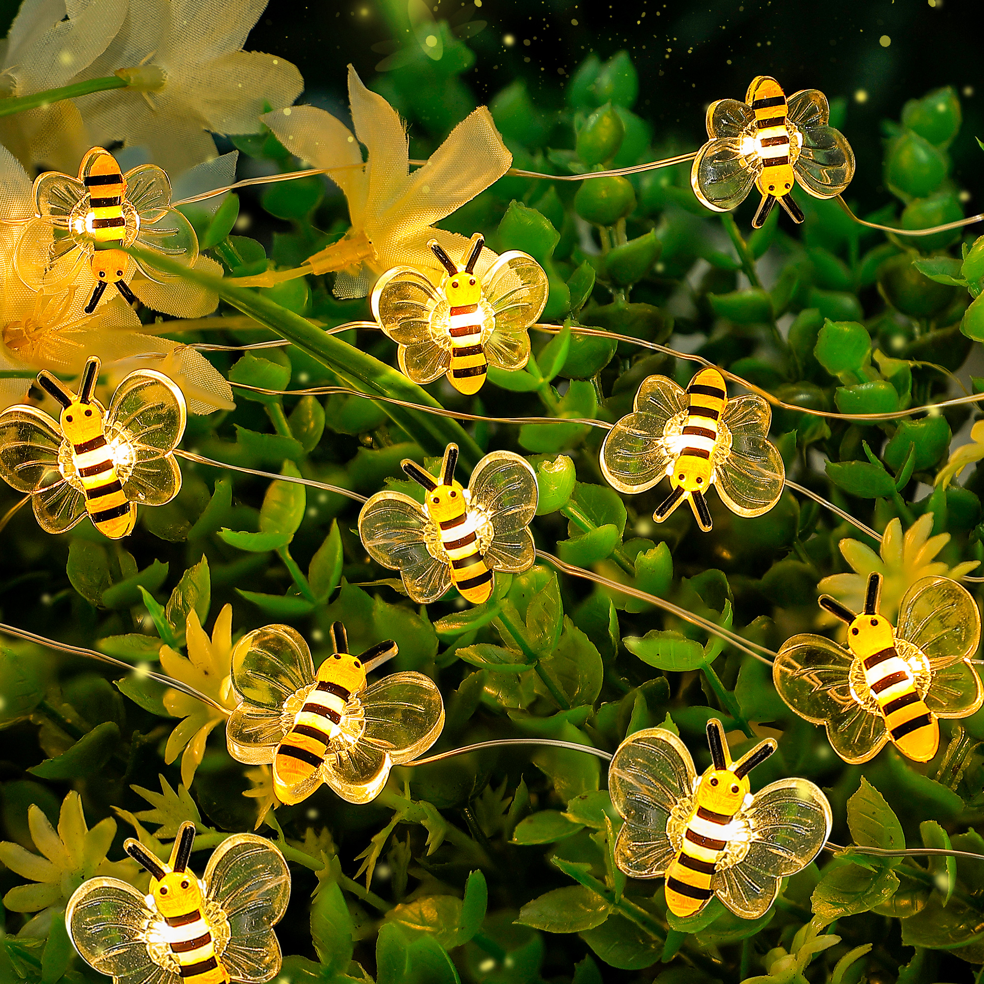 30 luces LED lindas de cadena de hadas de abeja