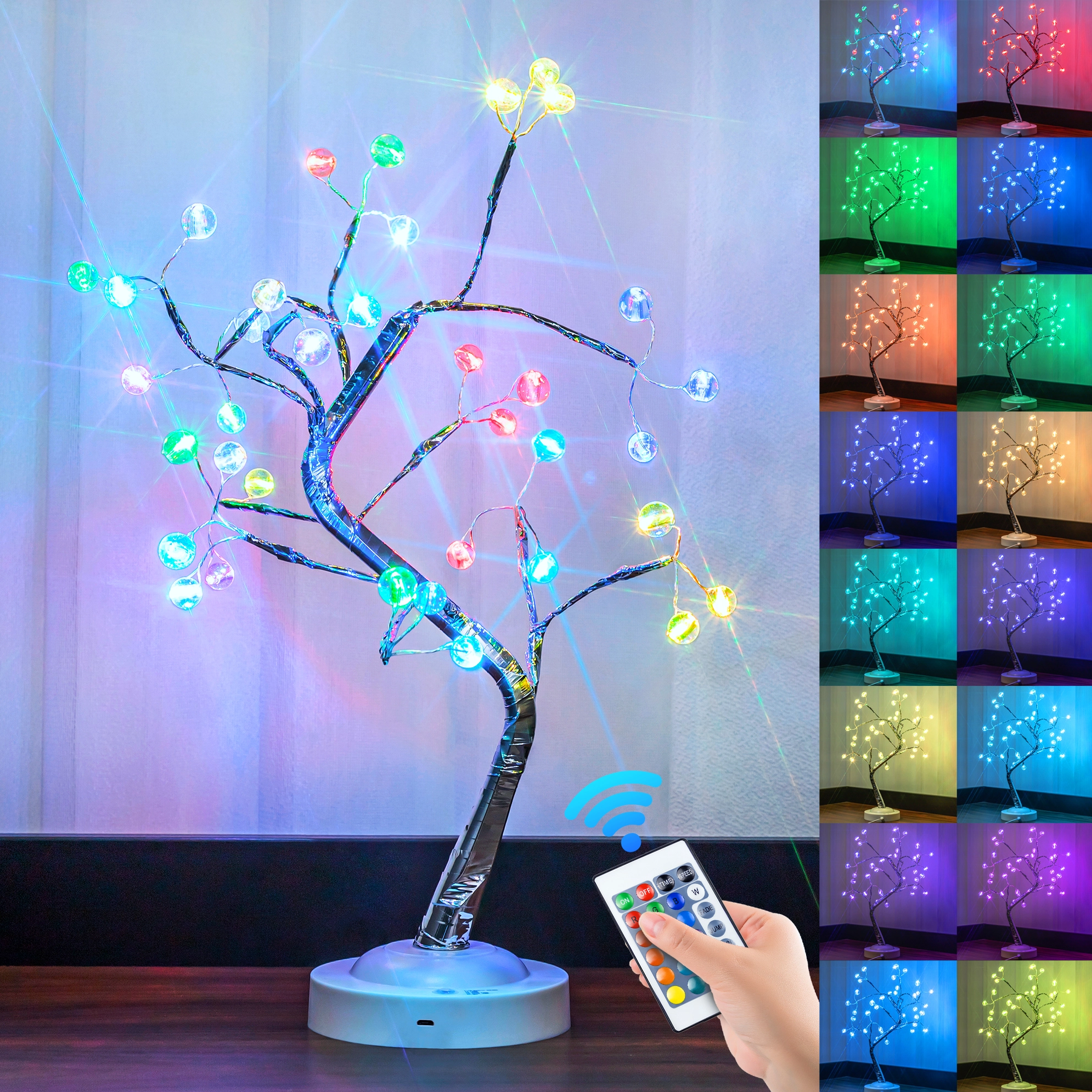 Luz de árbol artificial de mesa de 16 colores