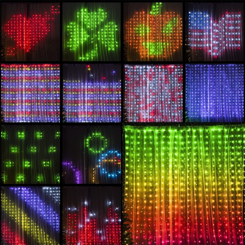 Luces de cadena de cortina con patrón mágico inteligente