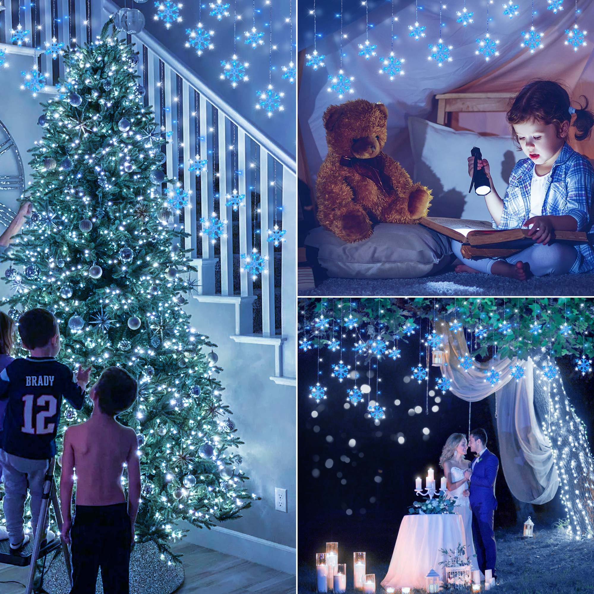 Luces navideñas de carámbano de copo de nieve de 6.5 pies 