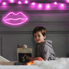 Letreros de luz de neón de labios rosados ​​LED