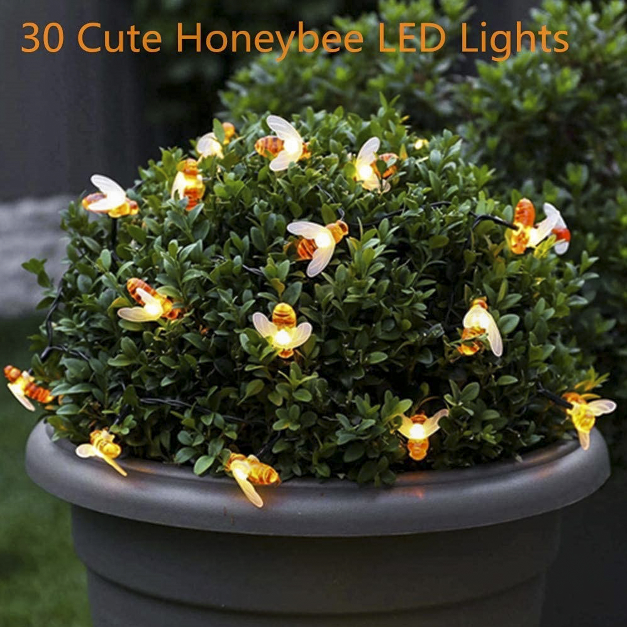 Luces de cadena de abeja solares impermeables 30LED