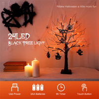 Luz de árbol de mesa de Halloween de 24 LED de 2 pies