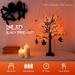 Luz de árbol de mesa de Halloween de 24 LED de 2 pies