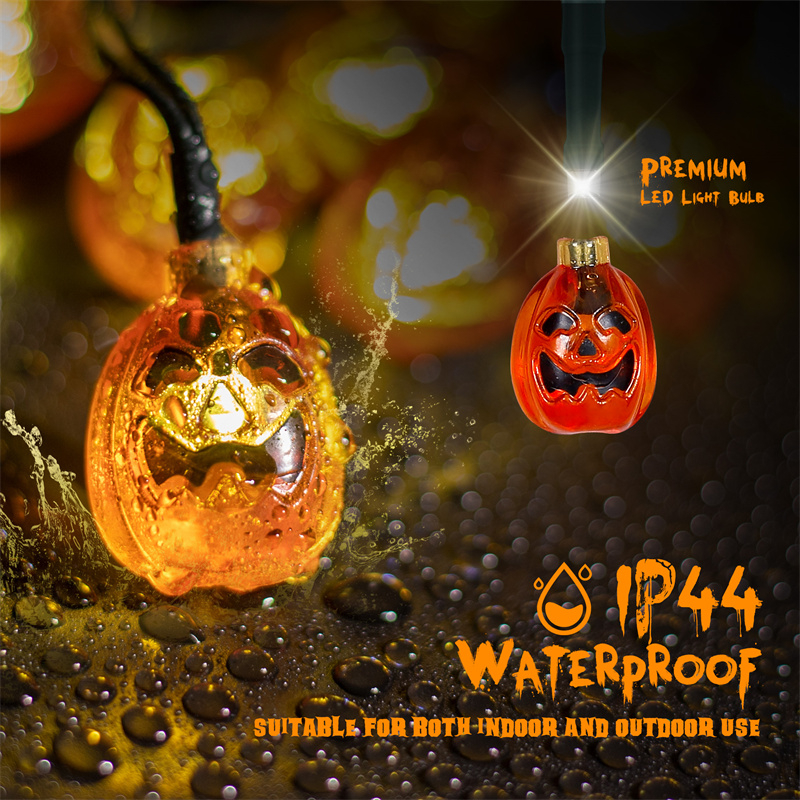 Luces solares de cadena de calabaza de Halloween 20LED