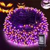 Luces de Halloween moradas de 300 LED de 108 pies