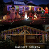 Luces de carámbano navideño de 300LED 33 pies 8 modos