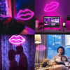 Letreros de luz de neón de labios rosados ​​LED