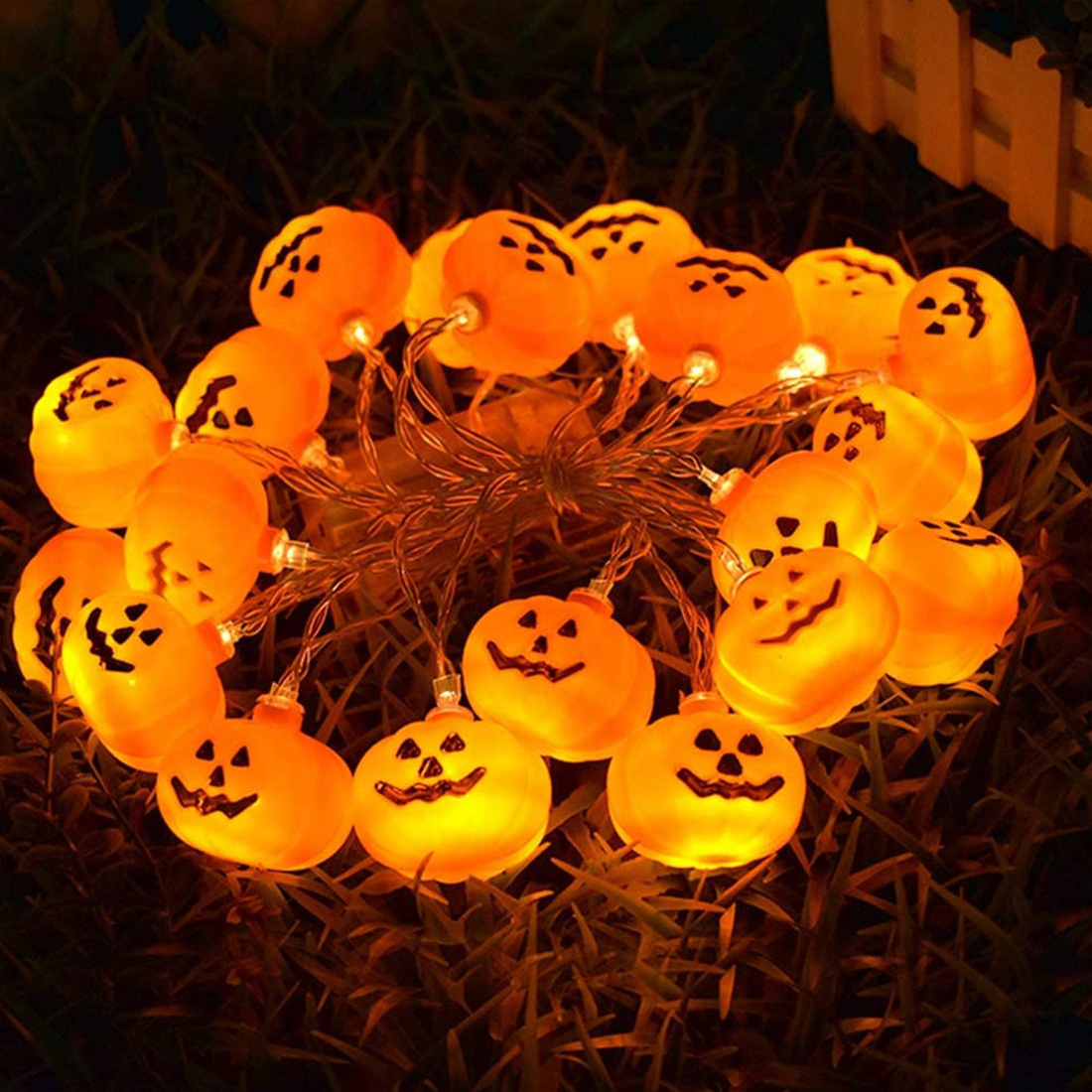 Luces de cadena de linterna de calabaza de decoración de Halloween