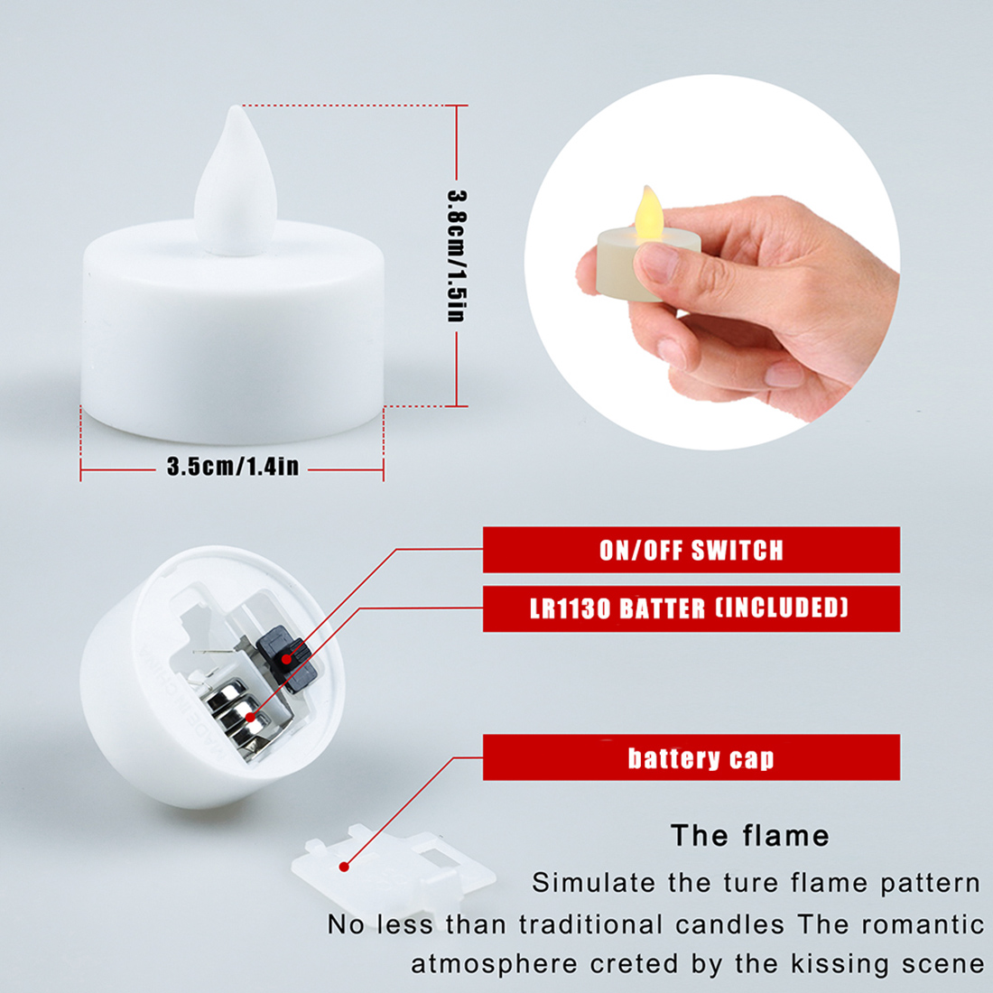 Luces de velas LED Luces nocturnas Tamaño Describir