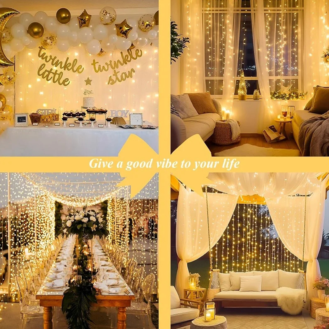 Decoración de bodas Luces de cadena centelleantes