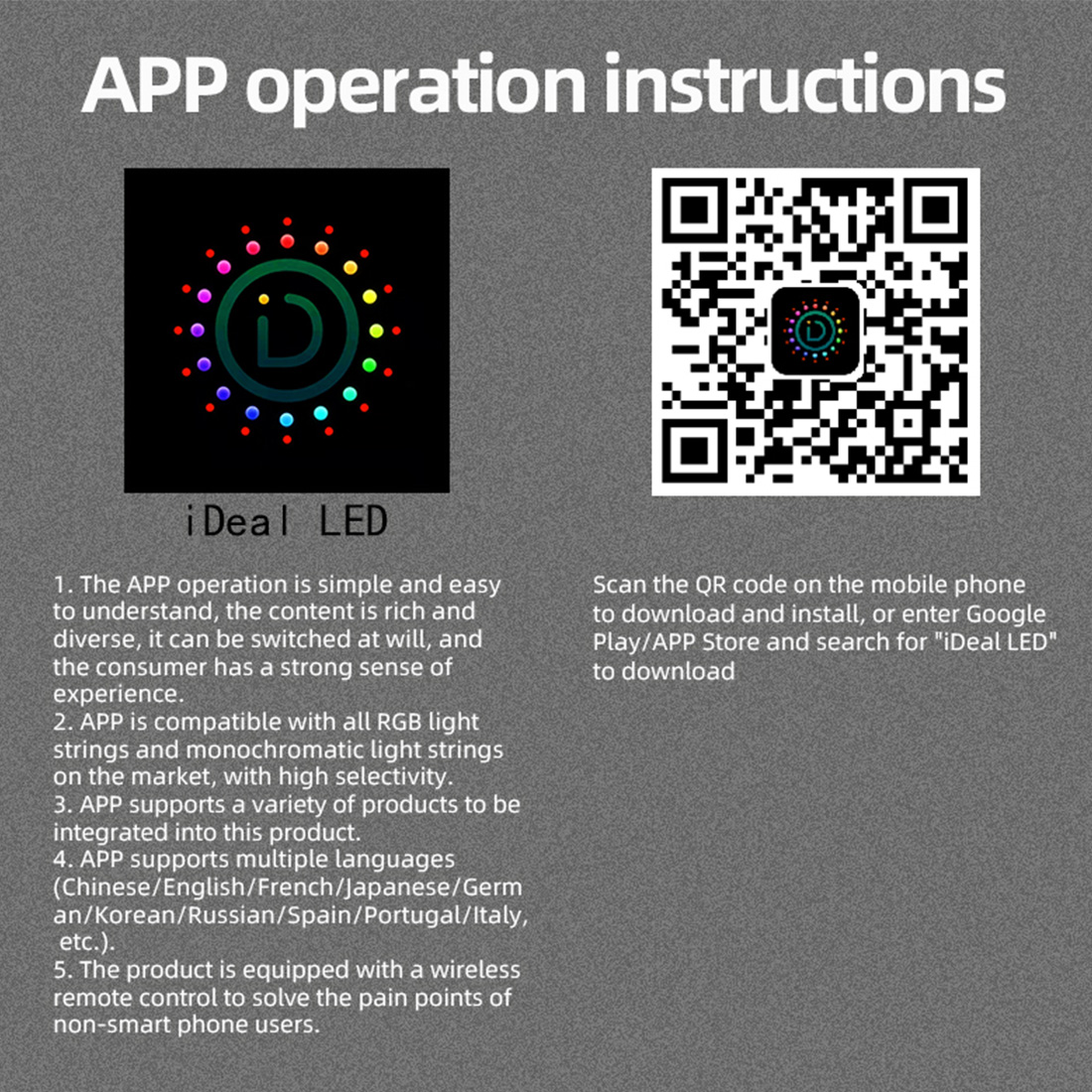 Aplicación Bluetooth inteligente Aplicación de luces de cortina Presentar imagen