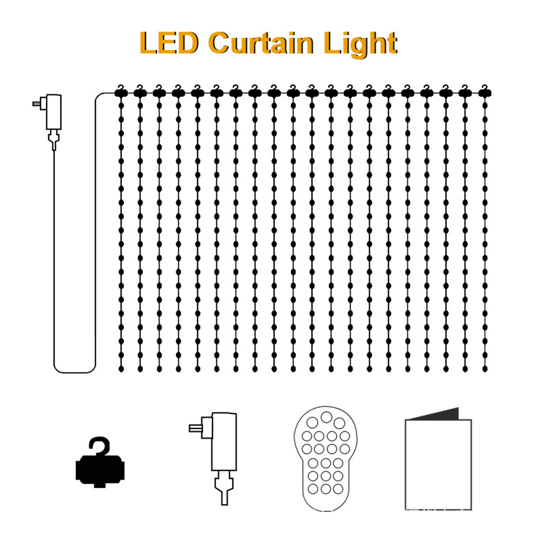 Imagen de tamaño de luces de cortina con aplicación Bluetooth inteligente