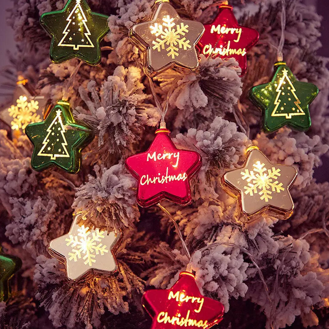 Imagen de imagen de luces LED de cadena de adorno de bola de Navidad