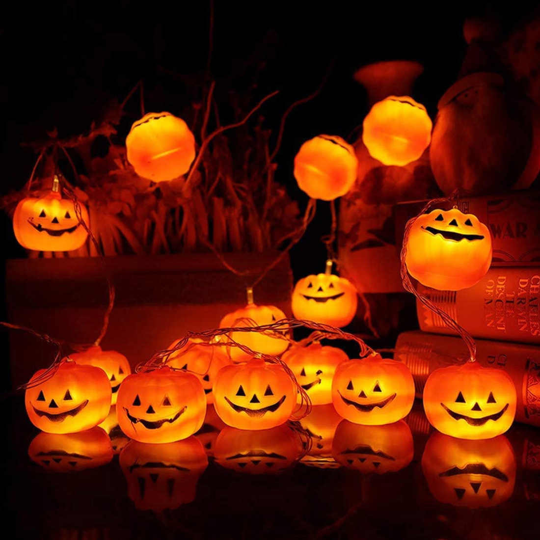 Luces de cadena de linterna de calabaza de decoración de Halloween