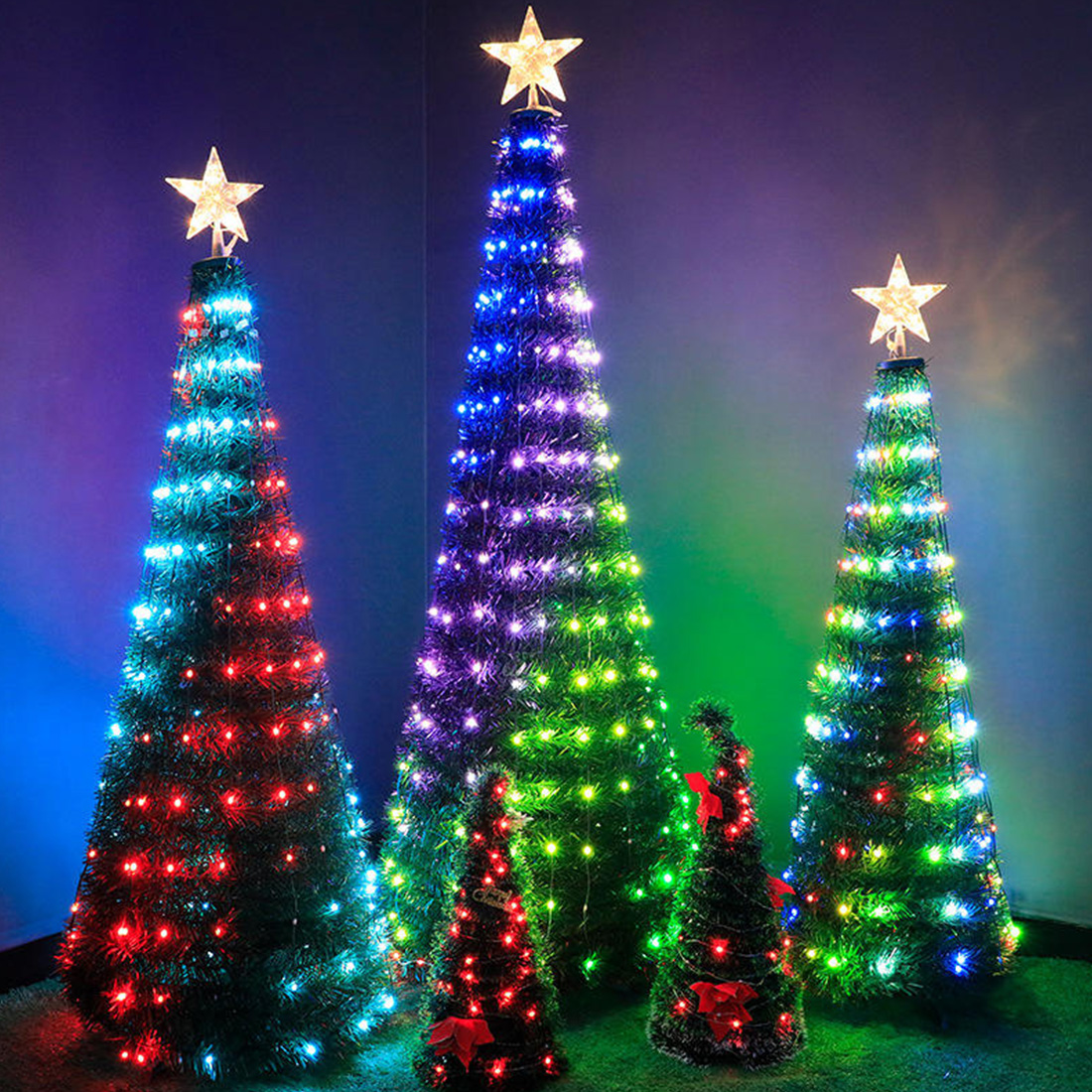 Luces navideñas de hadas multicolores de estrellas