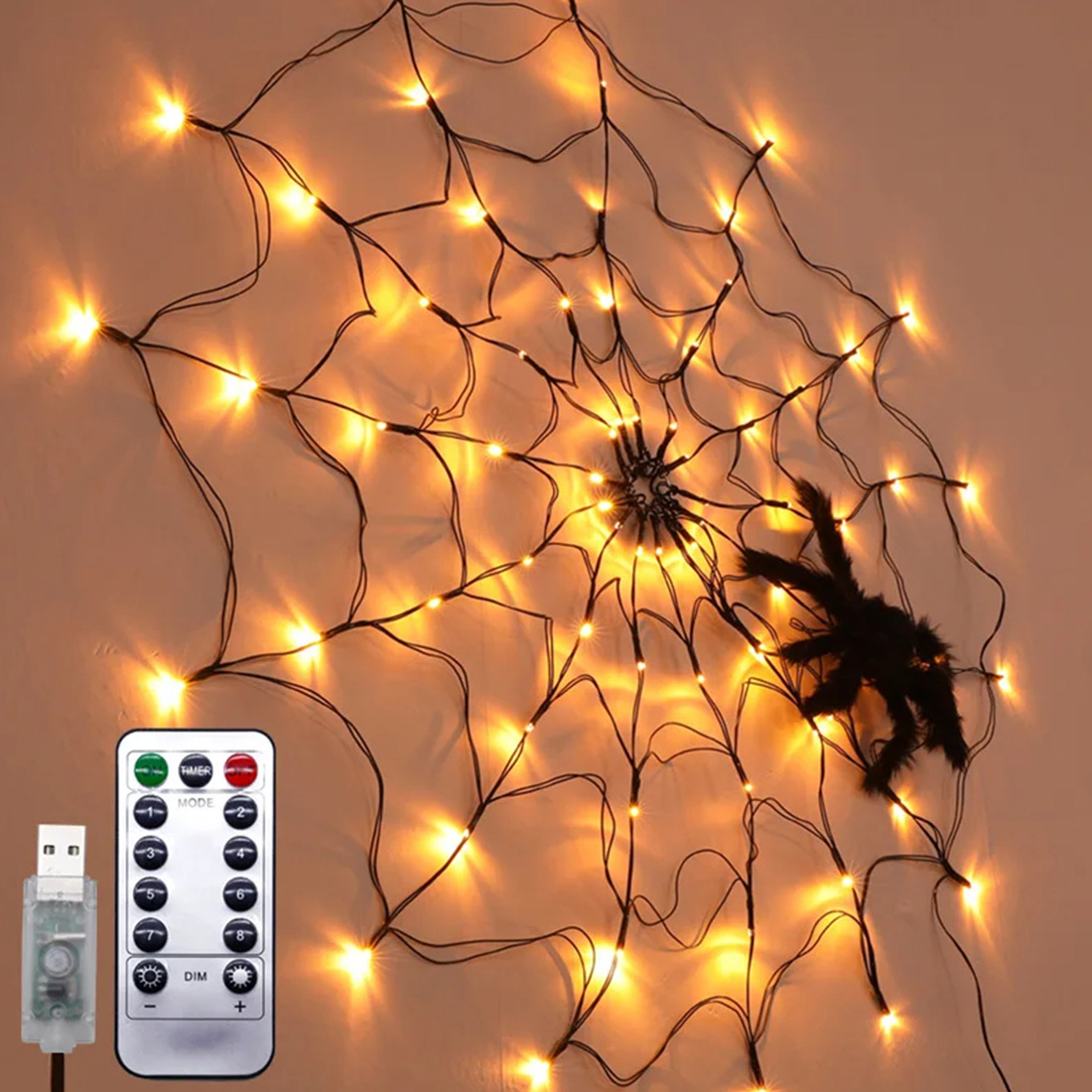 Imagen De Luces De Telaraña De Atmósfera De Terror De Halloween