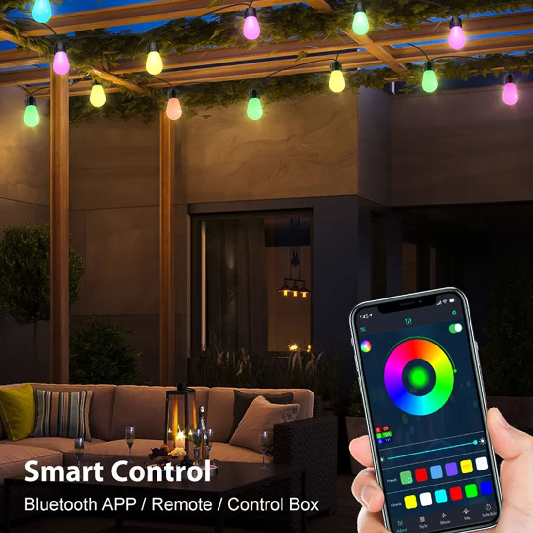 Espectáculo de control inteligente de cadena de luces de color LED S14Smart 