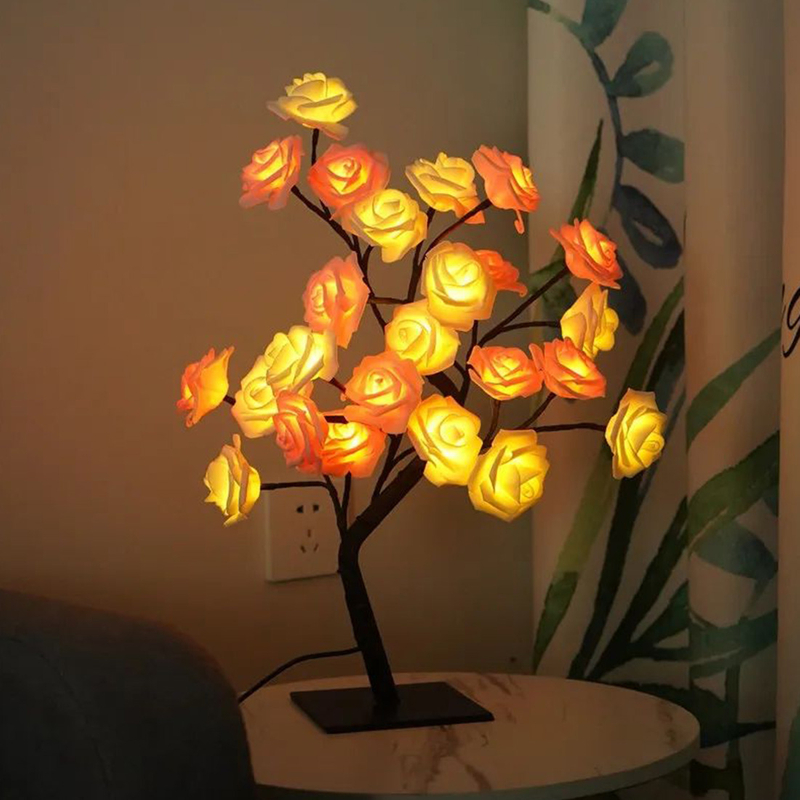 24 luces LED para árbol de flores de rosas