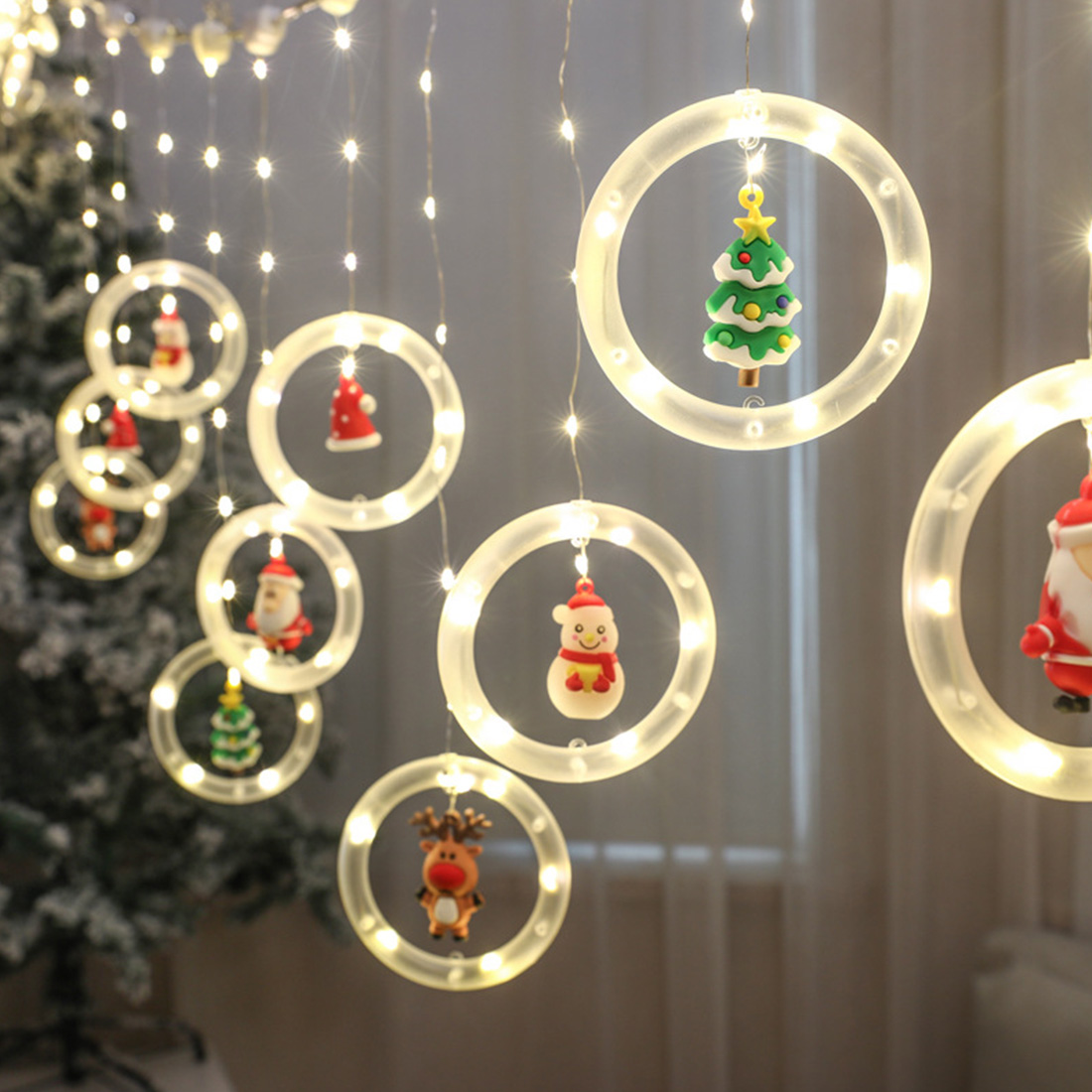 ​Anillo de luz navideño para decoración colgante de ventana