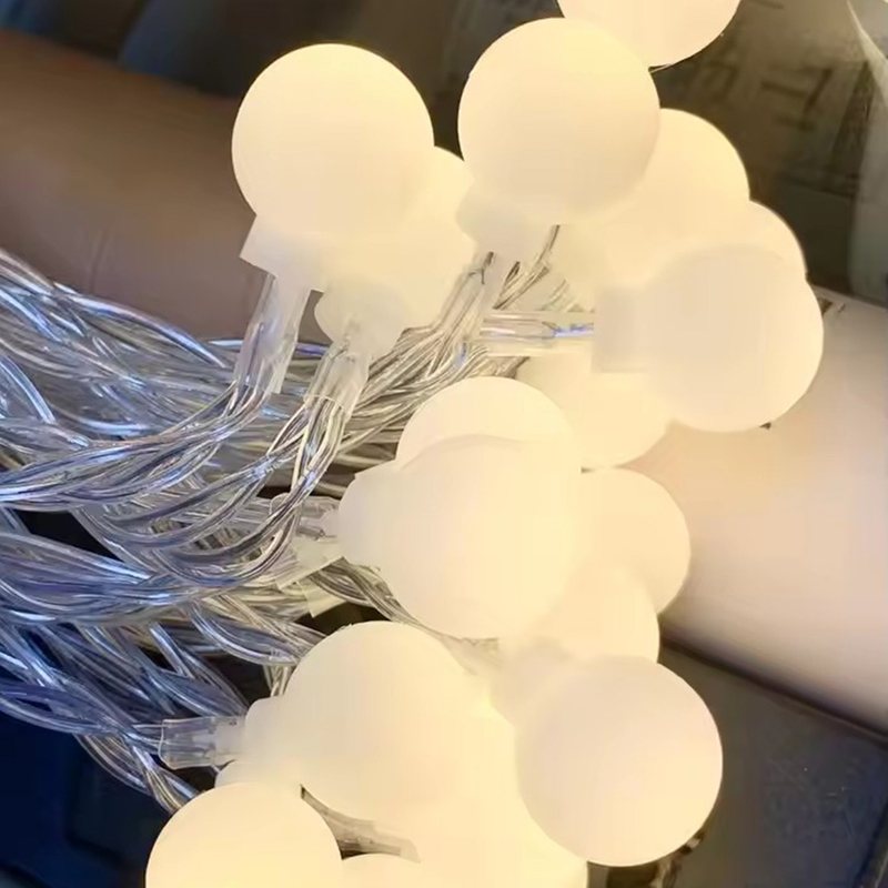 Mini guirnalda de luces de bolas blancas cálidas