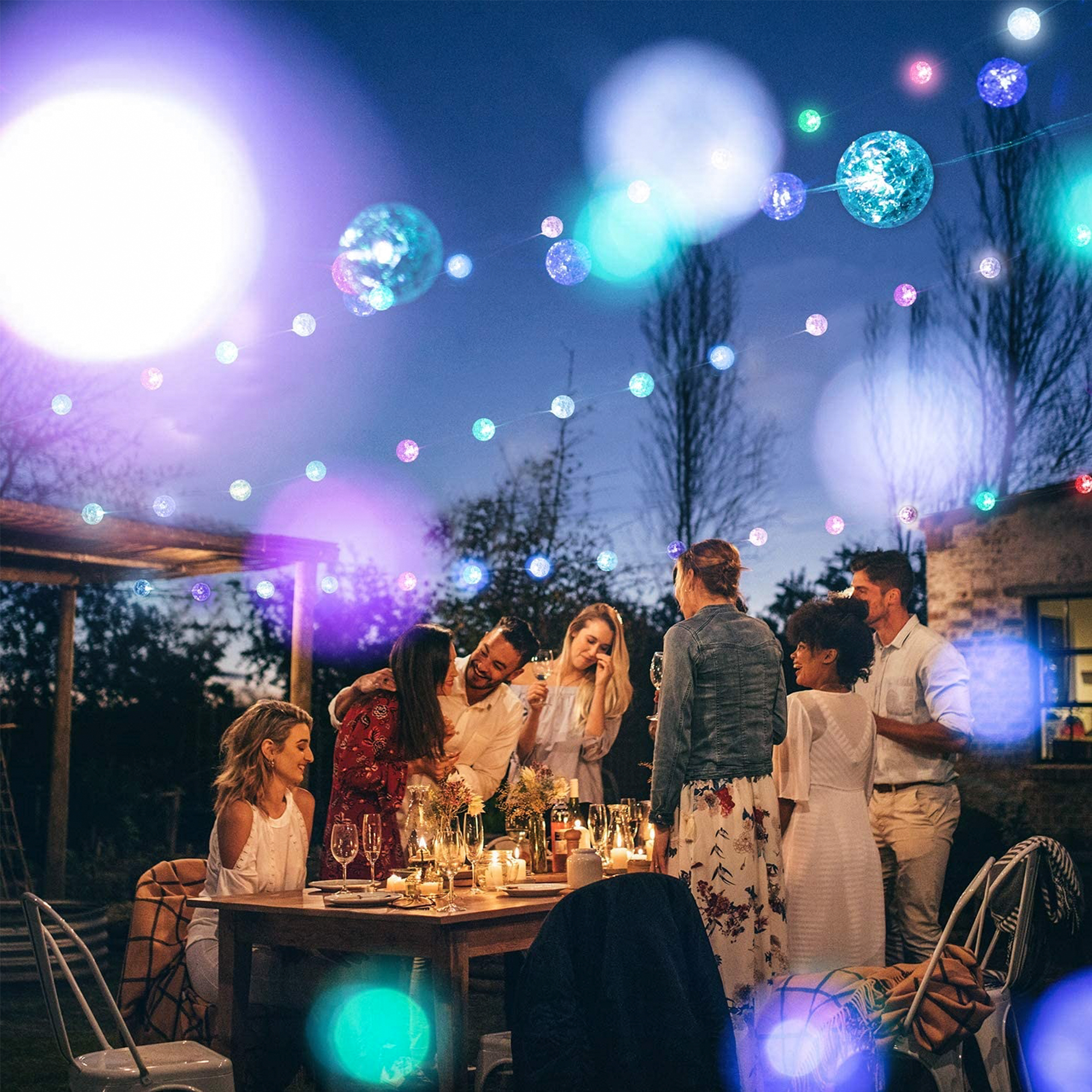 30 luces LED de cadena de globo de cristal