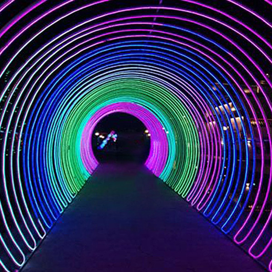 Imagen de escena de luces de arco en forma de corazón de Navidad al aire libre