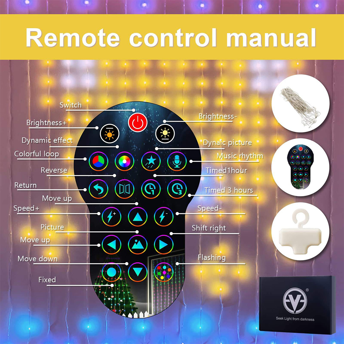 Luces de cortina con aplicación Bluetooth inteligente