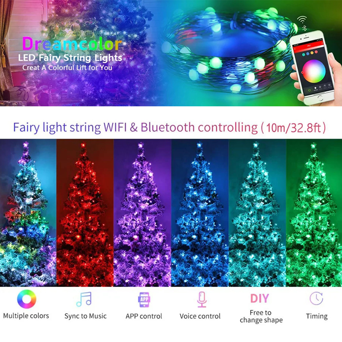 Smart Life Fairy String Lights Color describe la imagen