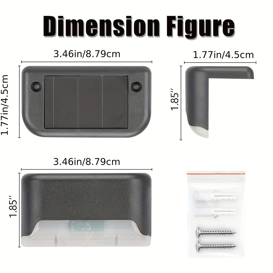 Luces LED solares para exteriores para terraza Imagen de visualización Dimenslon