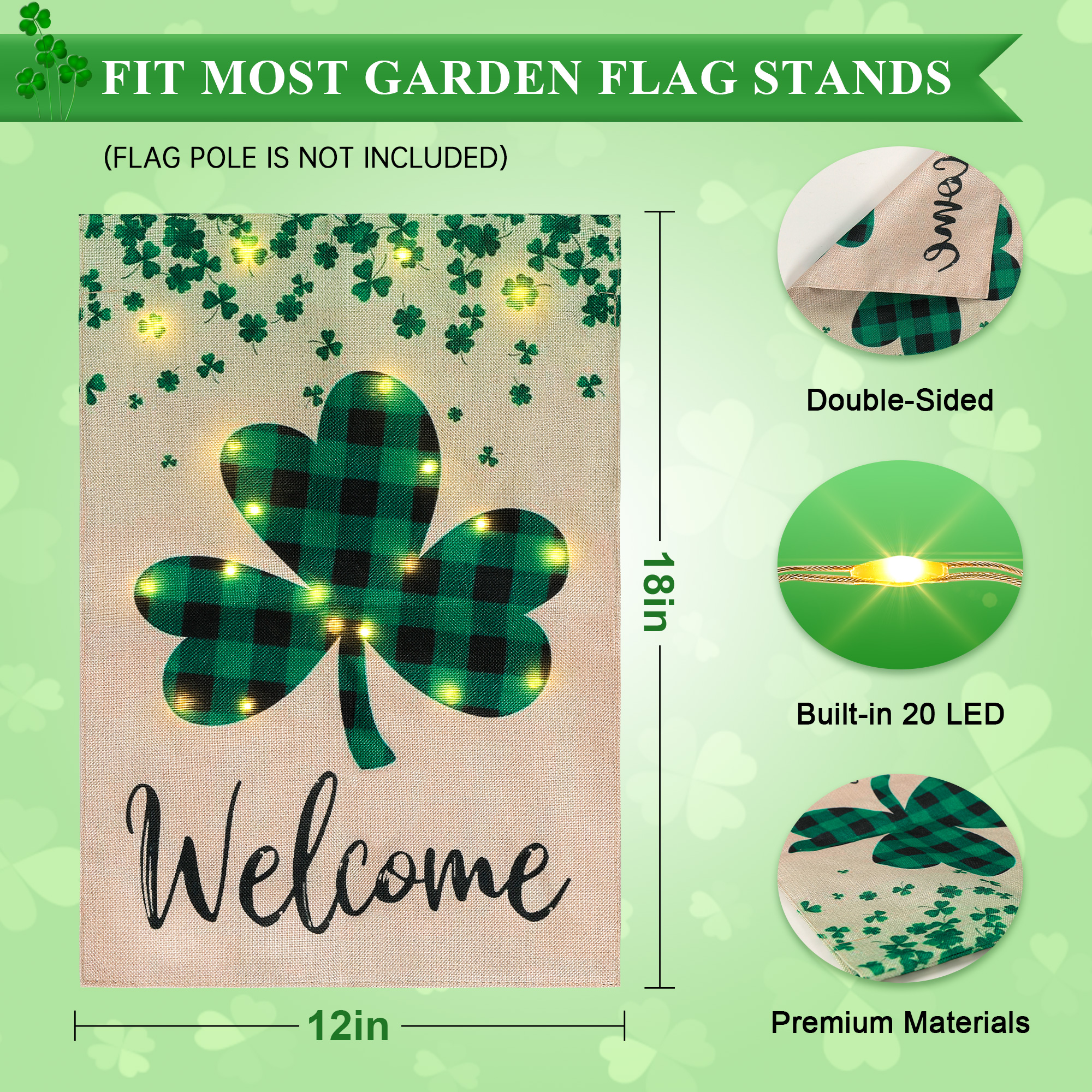 Bandera del jardín del trébol del trébol del día de San Patricio