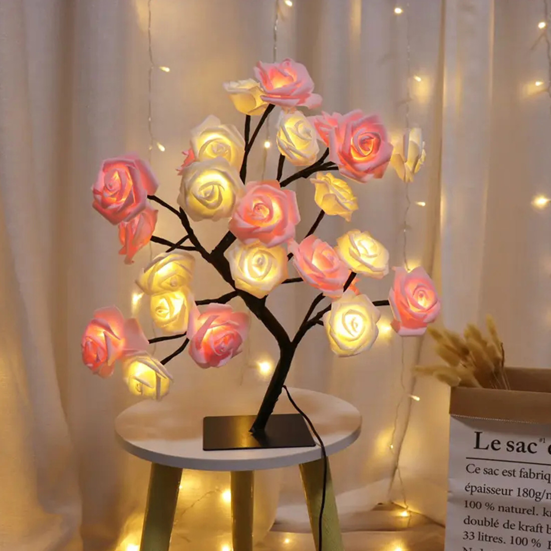 Imagen de luces de árbol de flores de rosas de 24 LED