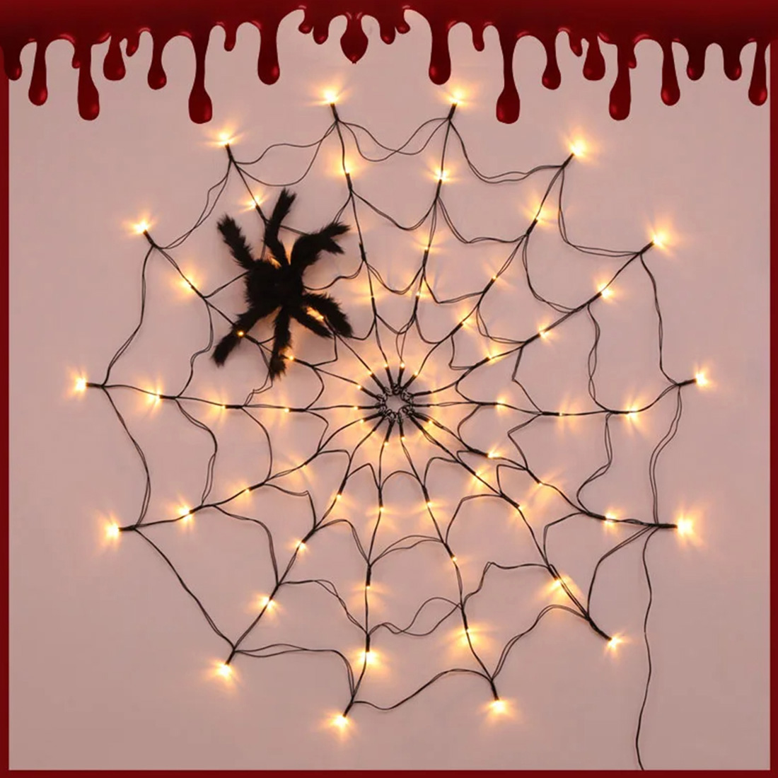 Imagen De Escena De Luces De Telaraña De Atmósfera De Terror De Halloween