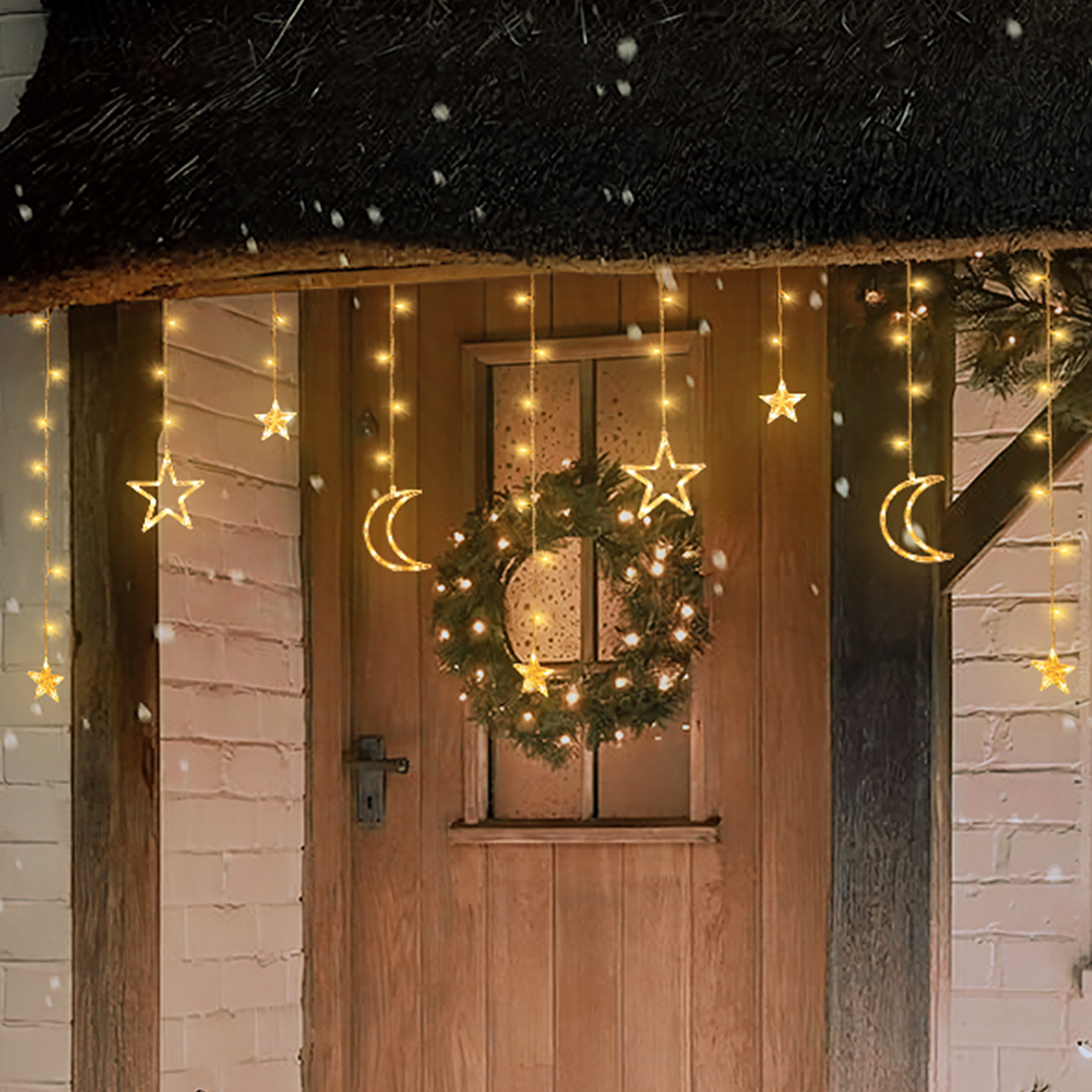 Luz de cortina de estrella de luna para decoración del hogar