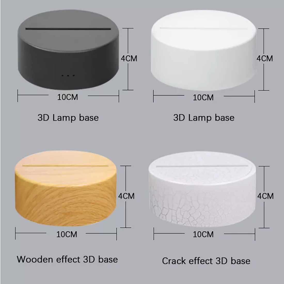 Pantalla de tamaño de base de luz nocturna de ilusión 3D