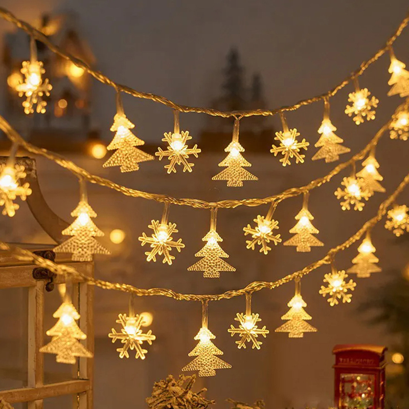 Luces de cadena de árbol de Navidad de alces de nieve